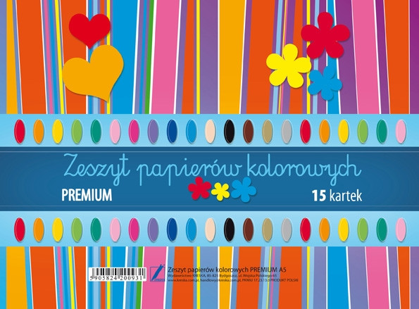 Zeszyt papierów kolorowych Premium A5/15k. Kreska